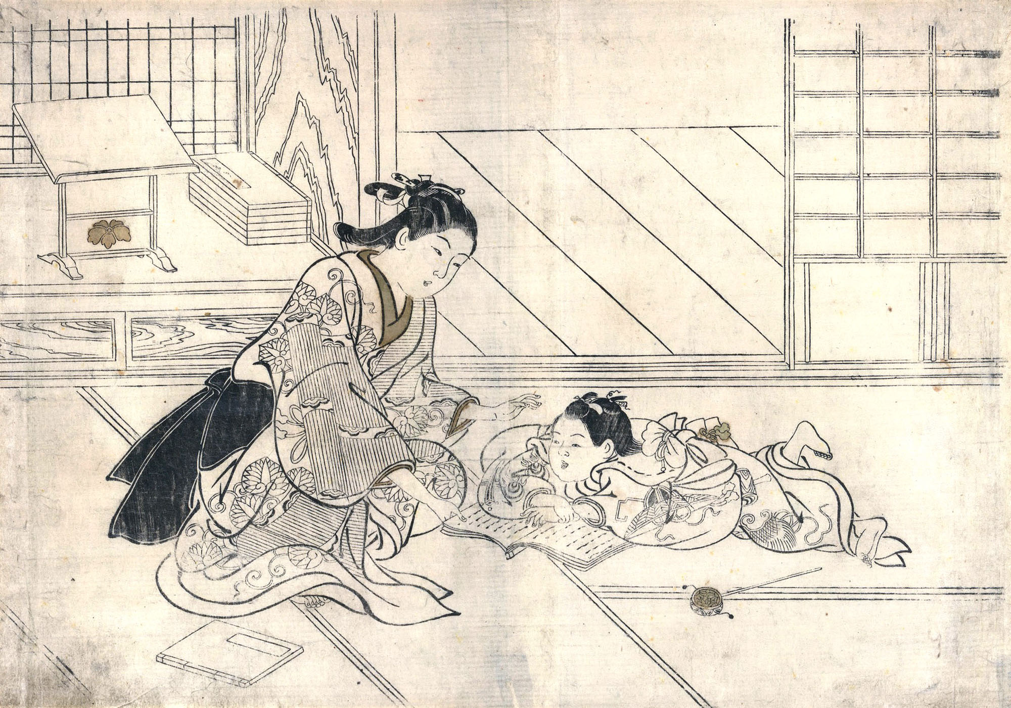 Нисикава Сукэнобу. Мать и сын. Между 1716 и 1742.