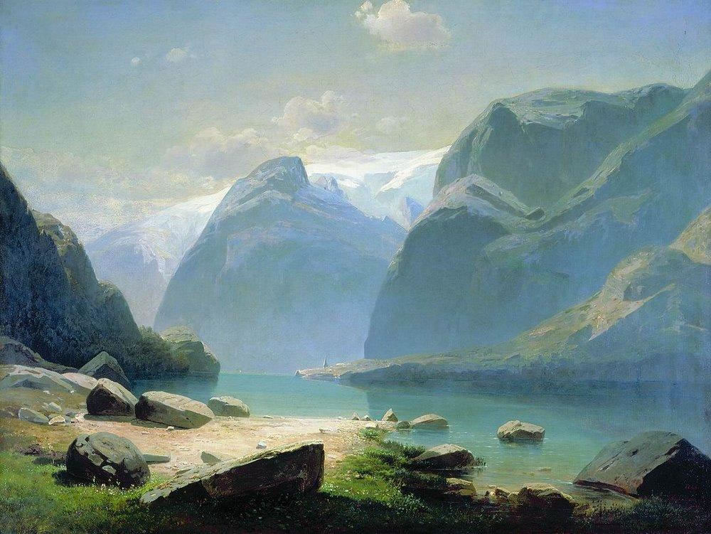 Алексей Кондратьевич Саврасов. "Озеро в горах Швейцарии". 1866.