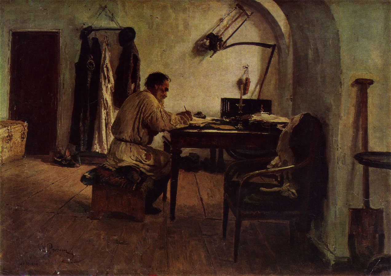 Илья Ефимович Репин. Лев Николаевич Толстой в кабинете под сводами. 1891.