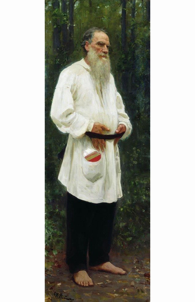 Илья Ефимович Репин. Л. Н. Толстой босой. 1901.