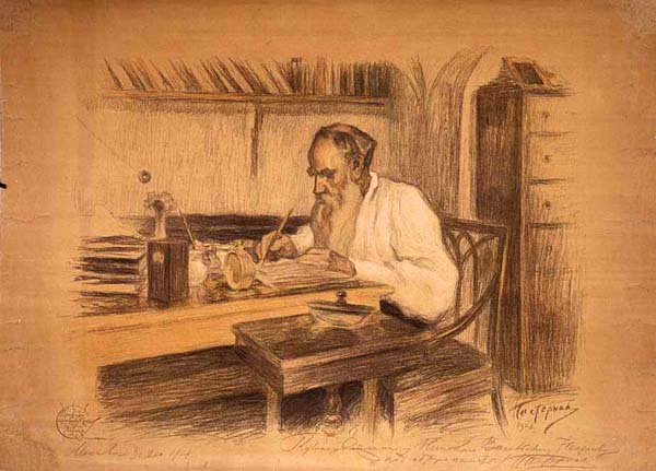 Леонид Осипович Пастернак. Портрет Л. Н. Толстого. 1908.