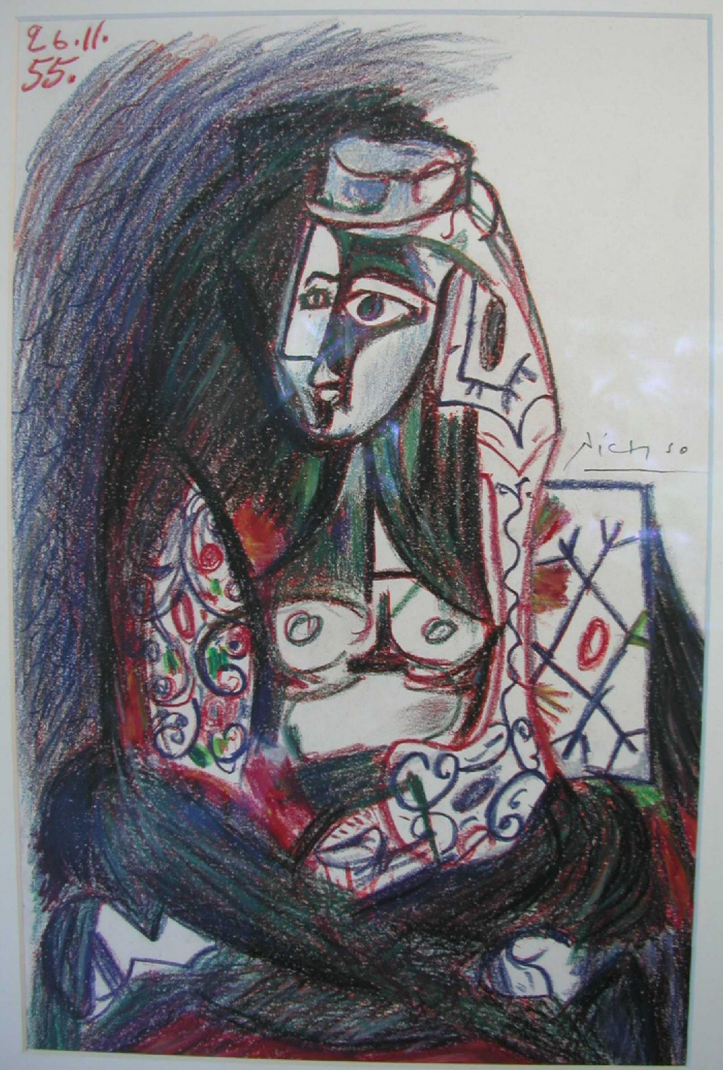 Пабло Пикассо. "Сидящая Жаклин в турецком костюме". 1955.