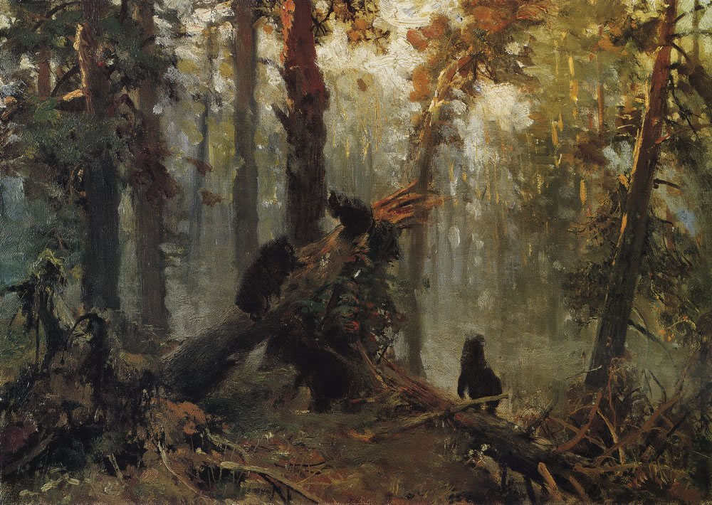 Иван Иванович Шишкин. Утро в сосновом лесу. Эскиз. 1889.