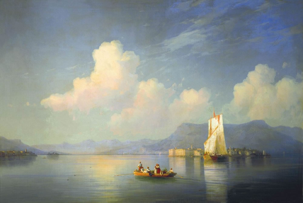 И. Айвазовский. Итальянский пейзаж. Вечер. 1858.