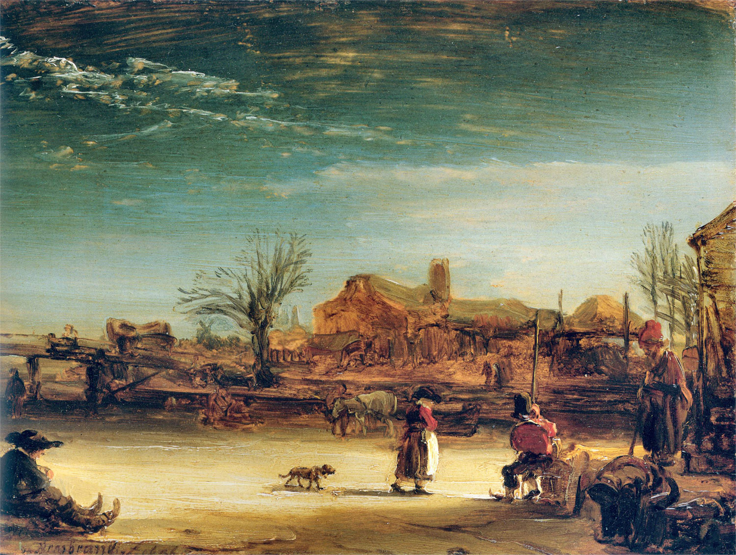 Рембрандт ван Рейн. Зимний пейзаж. 1646.                                        .