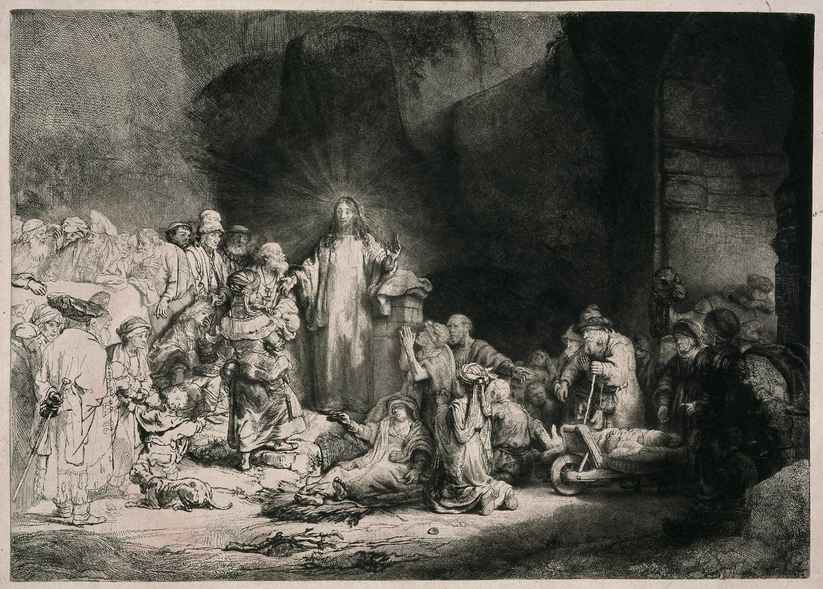 Рембрандт ван Рейн. Христос, исцеляющий больных. 1647-1649.                                        .