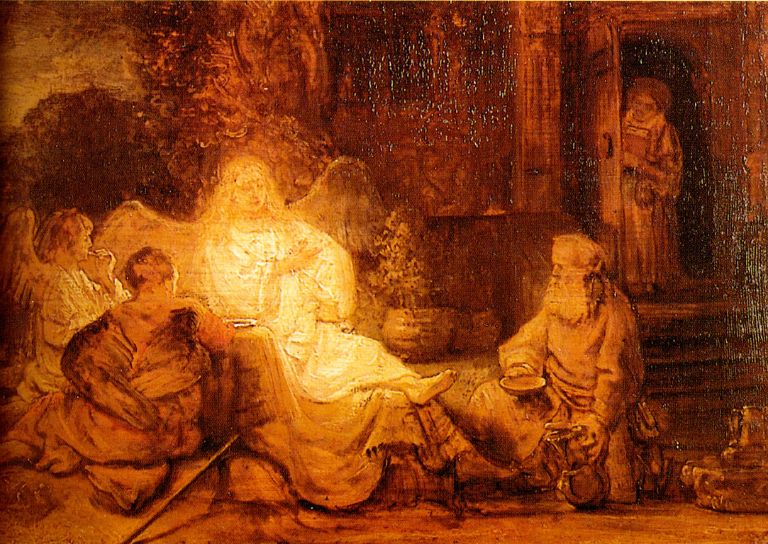 Рембрандт ван Рейн. Авраам, принимающий ангелов. 1646.                                           .