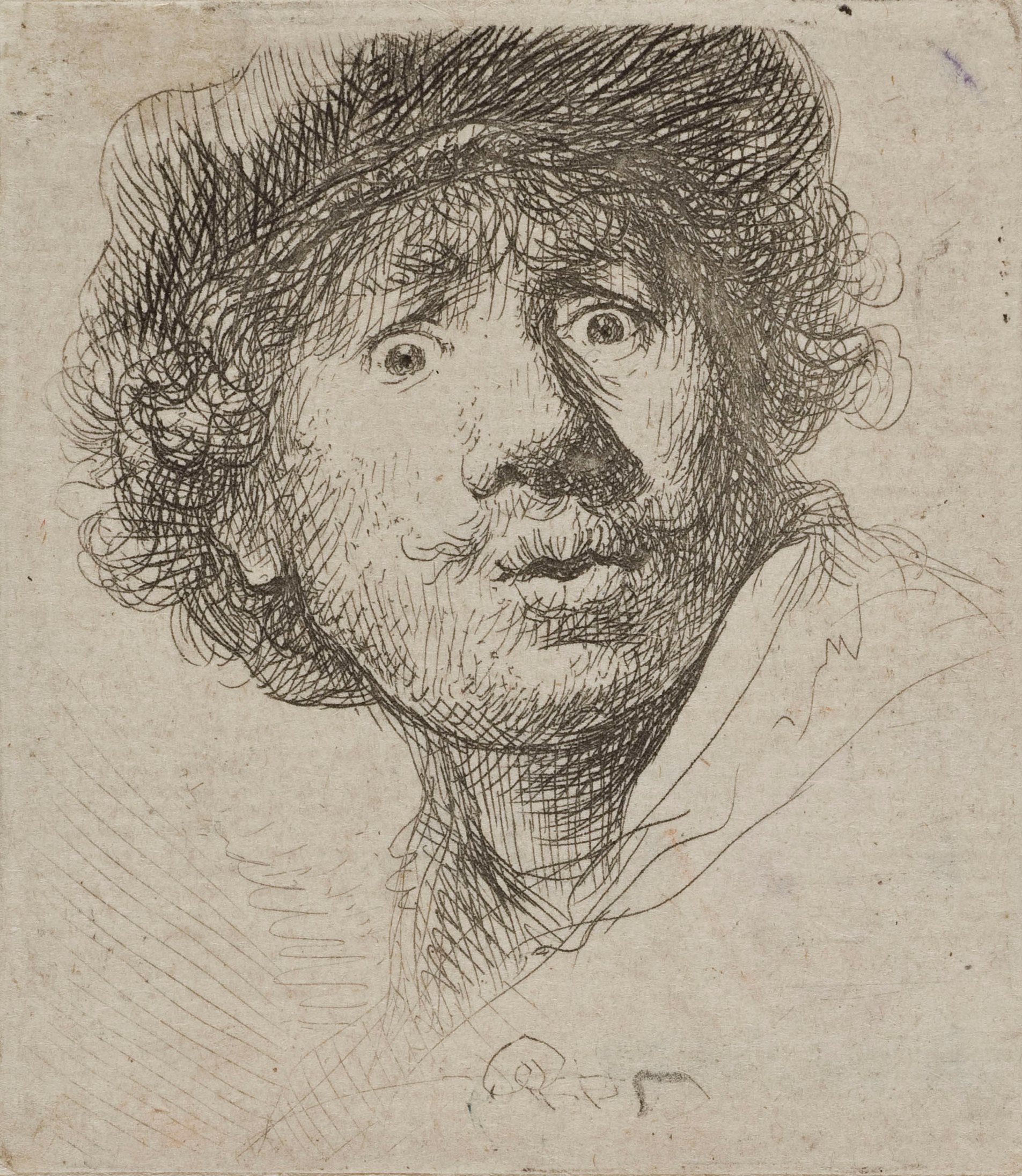 Рембрандт ван Рейн. Удивлённый Рембрандт. 1630.                                        .