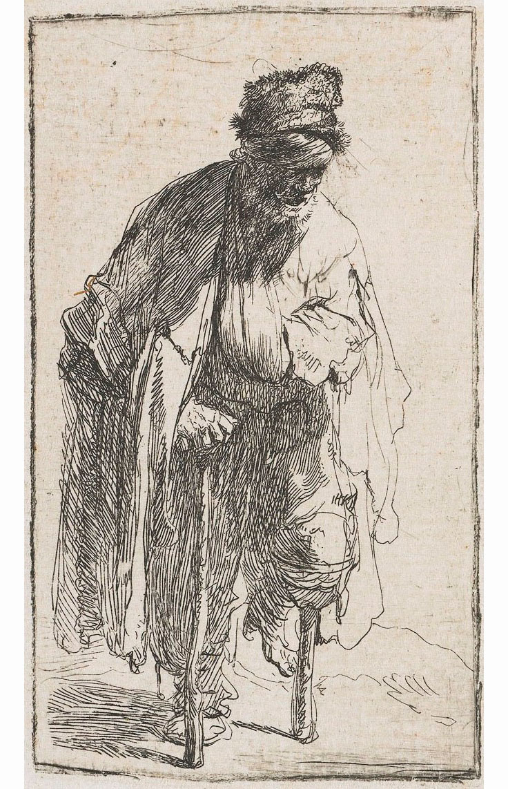 Рембрандт ван Рейн. Нищий на деревяшке. 1630.                                         .