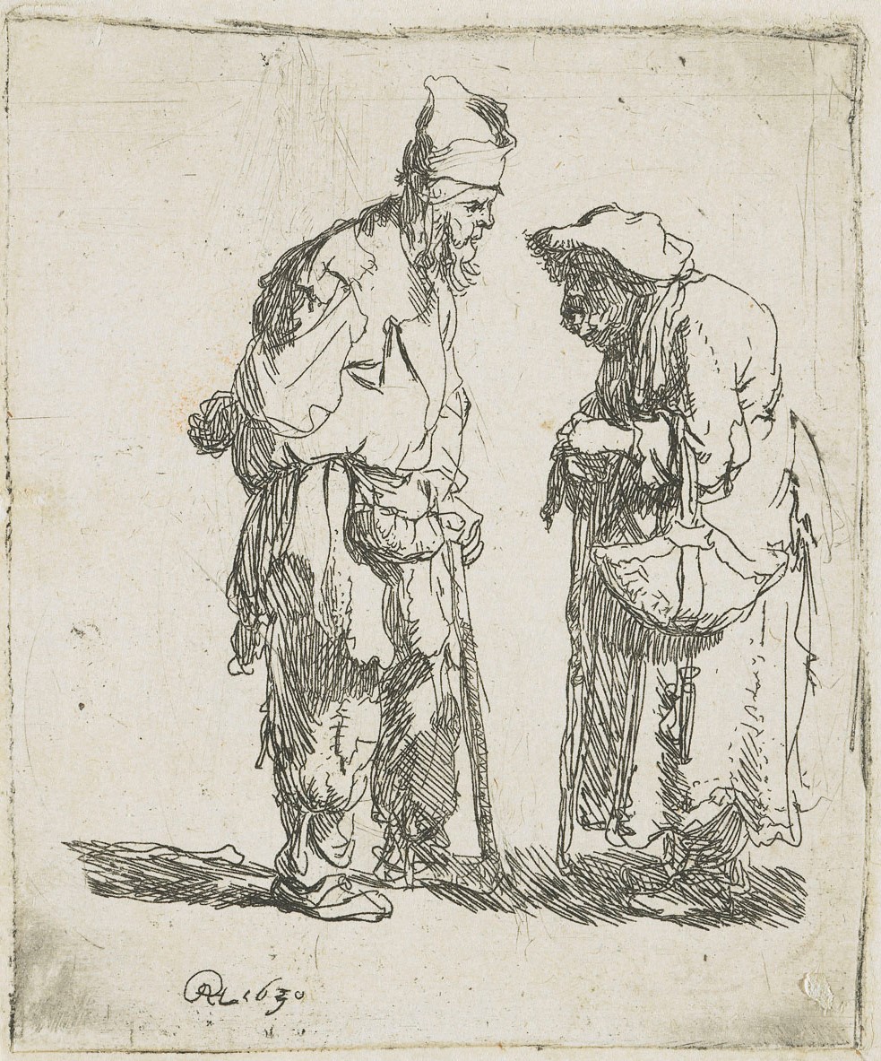 Рембрандт ван Рейн. Нищий и нищенка. 1630.                                              .