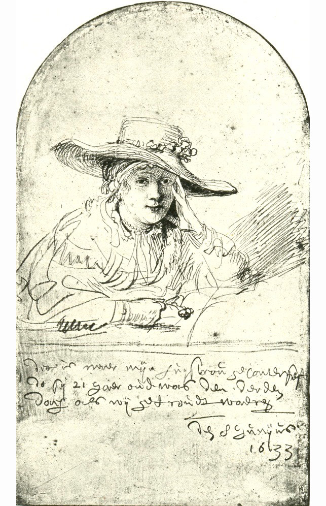 Рембрандт ван Рейн. Портрет Саскии в соломенной шляпе. 1633.                                        .