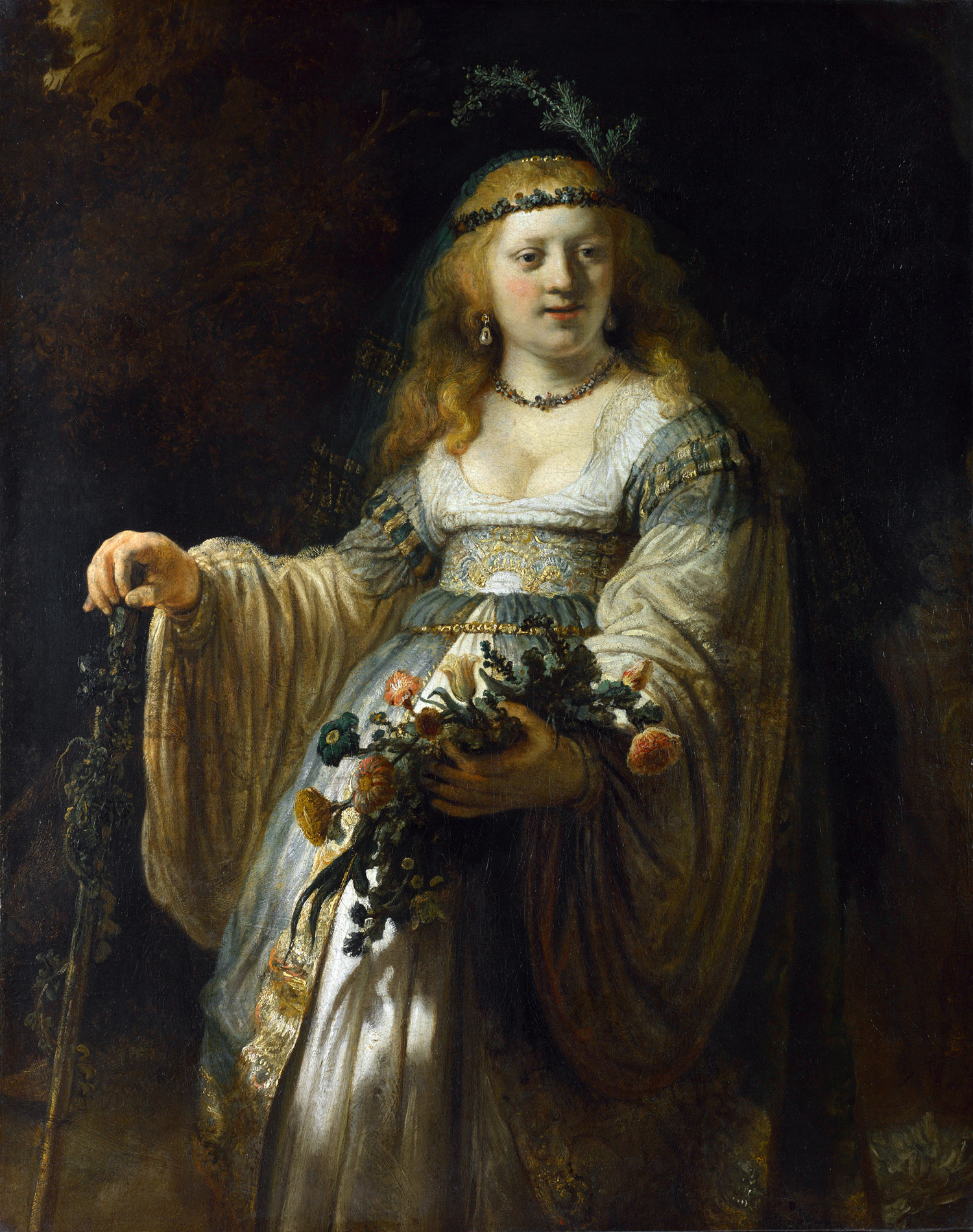 Рембрандт ван Рейн. Портрет Саскии в виде Флоры. 1635.                                     .