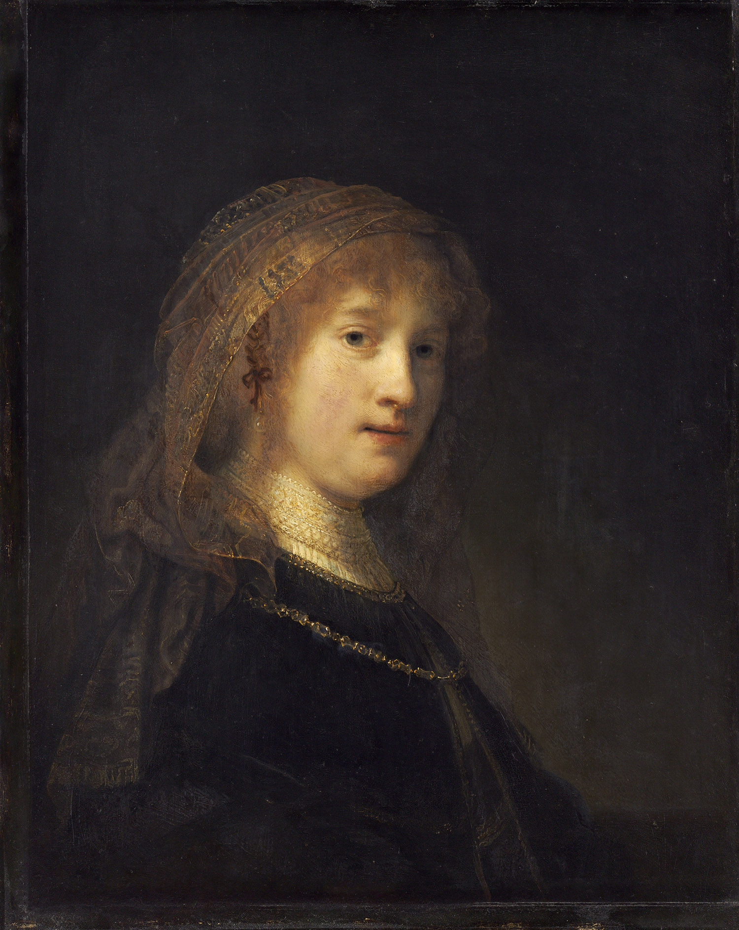 Рембрандт ван Рейн. Портрет Саские ван Эйленбург, жены художника. 1634-1638.                                        .