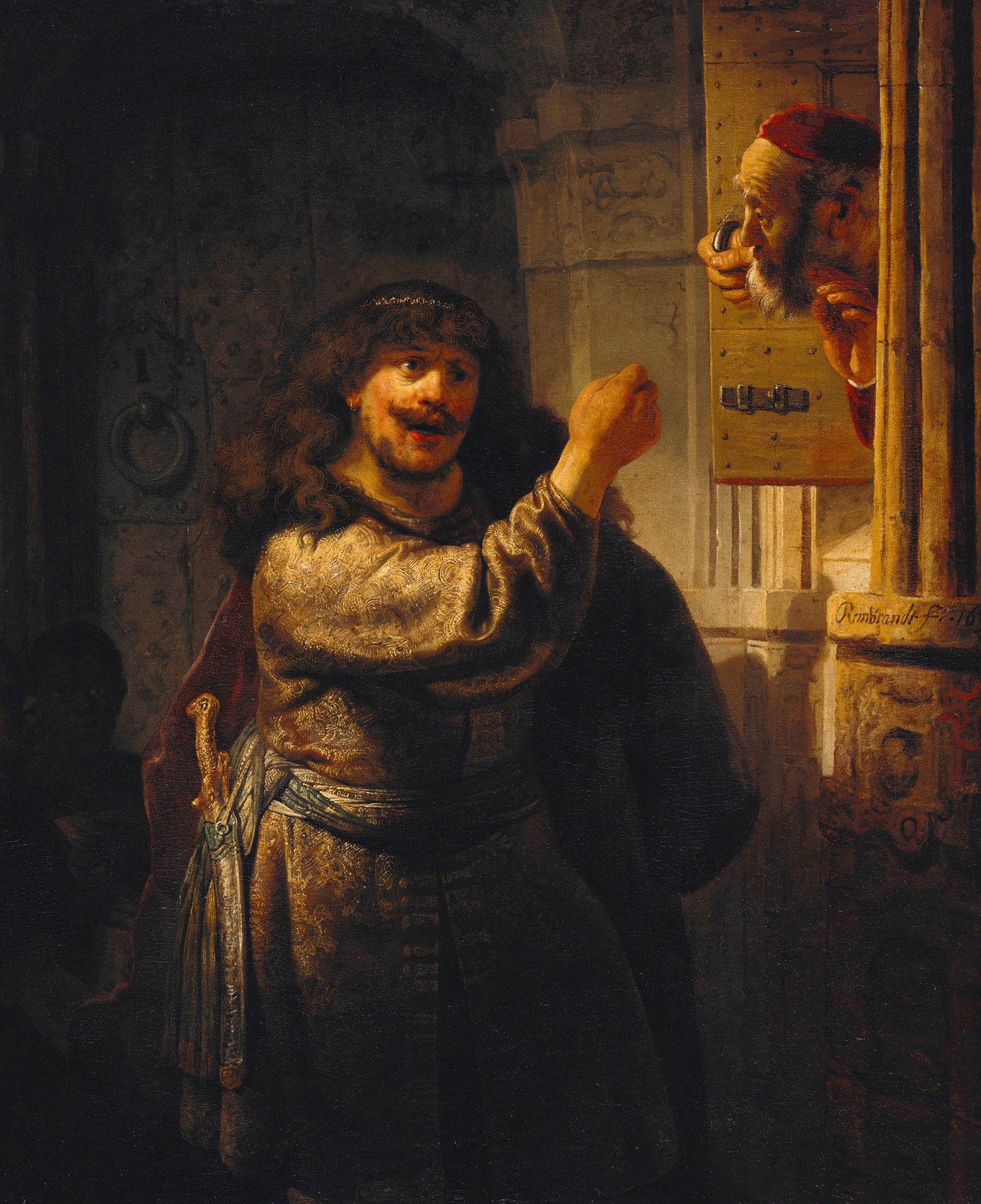 Рембрандт ван Рейн. Самсон угрожает тестю. 1635.                                        .