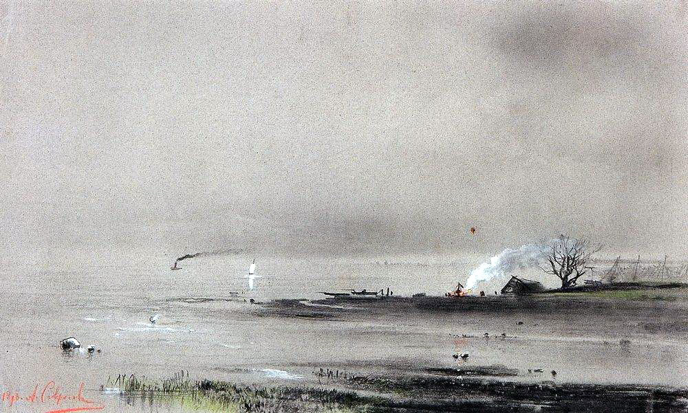 А. Саврасов. Спасский затон на Волге. 1893.