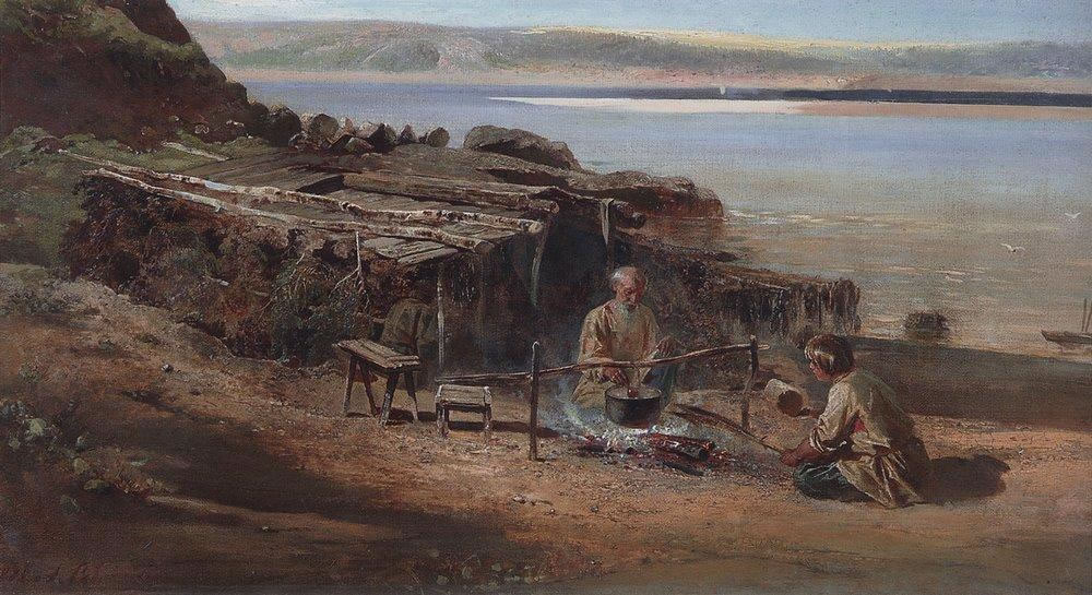 А. Саврасов. Рыбаки на Волге. 1872.