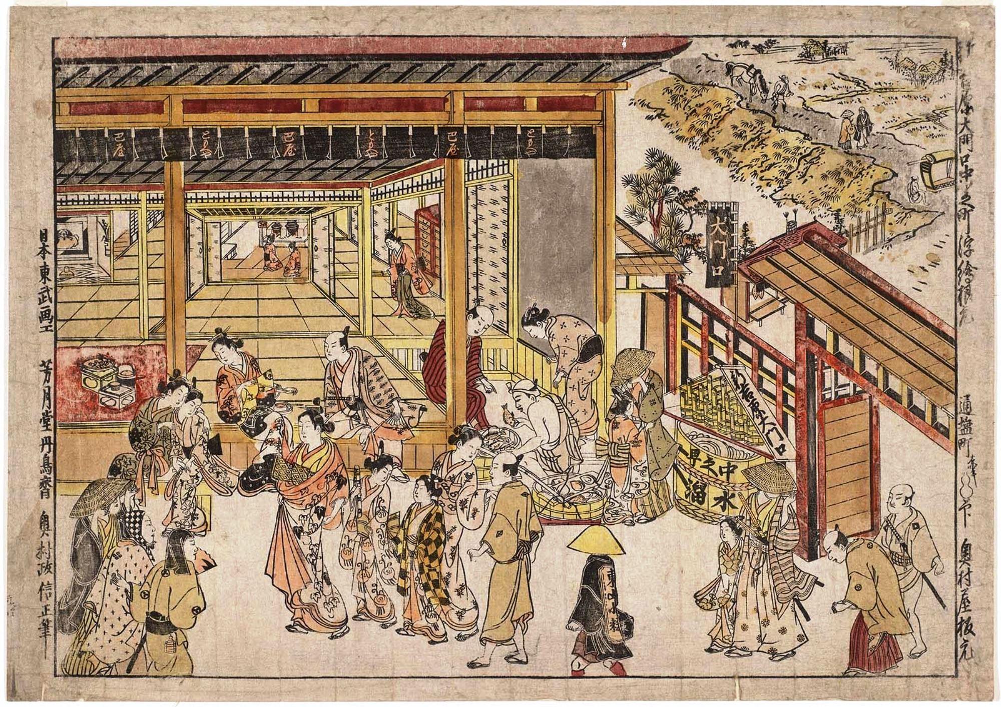 Окумура Масанобу. Большие ворота в Ёсивара. 1740-е.
