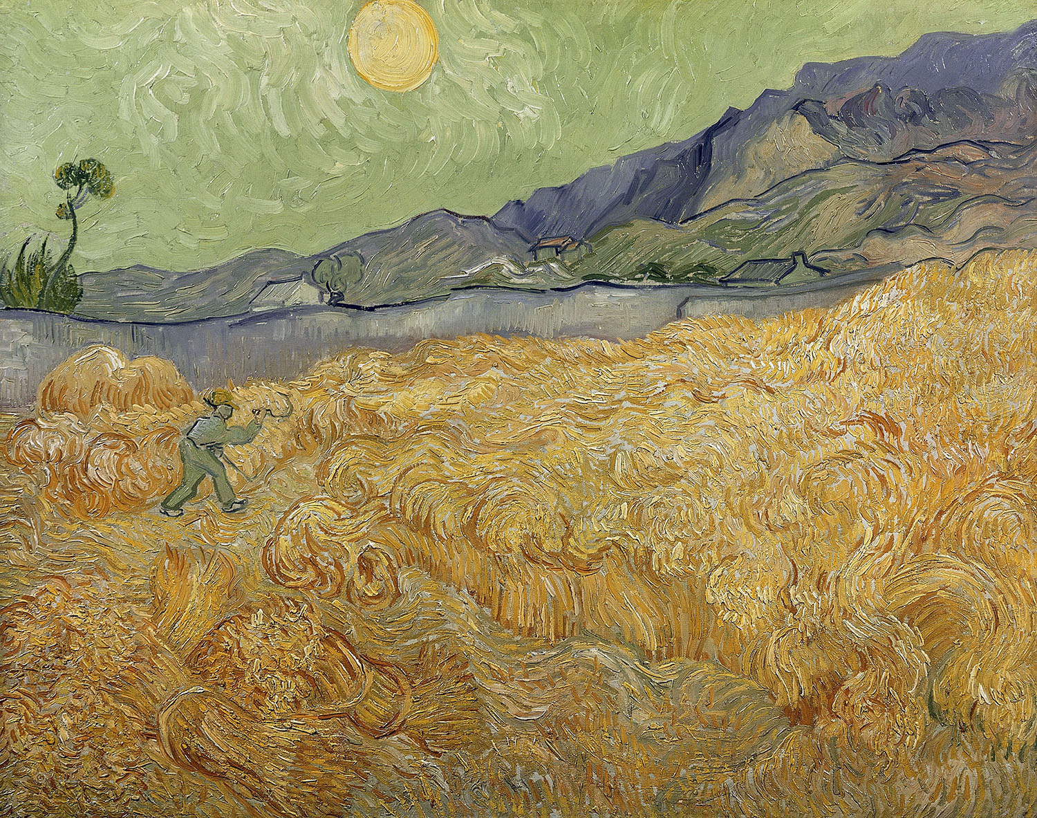 Винсент Ван Гог. "Пшеничное поле со жнецом и восходом солнца". 1889. Музей Ван Гога, Амстердам.