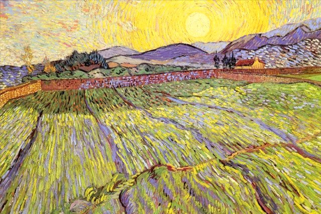 Винсент Ван Гог. "Пшеничное поле при восходе солнца". 1889. Частная коллекция.
