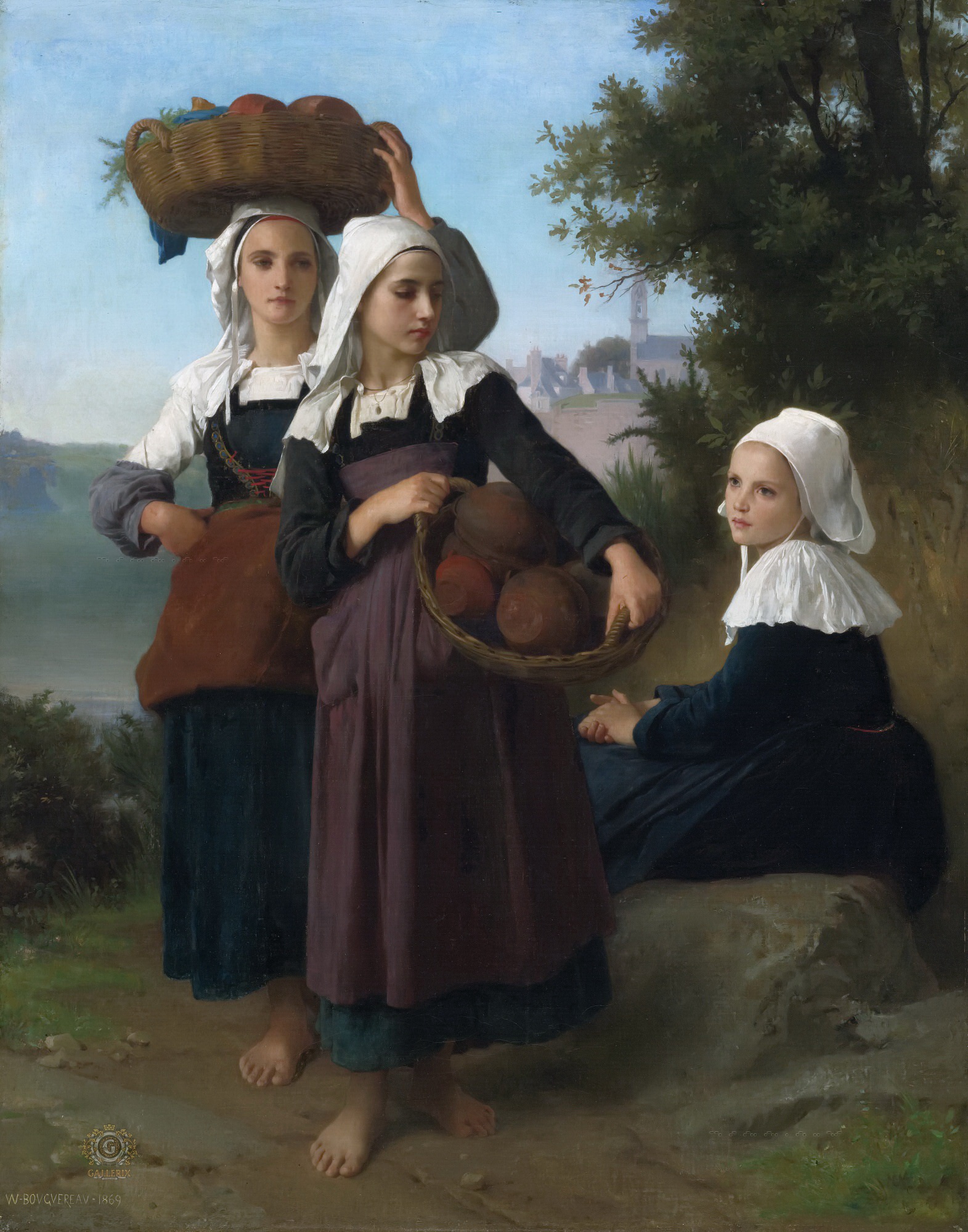 Адольф Вильям бугро. "Девушки из Фуэнана, возвращающиеся с рынка". 1869. Частная коллекция.