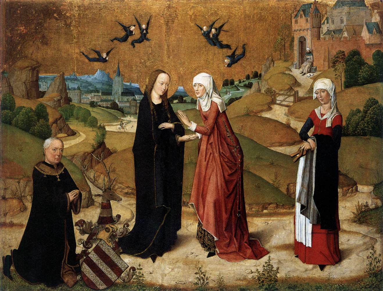 Мастер Жизни Богоматери. Встреча Девы Марии и Елисаветы с предстоящим донатором. 1460-1480.