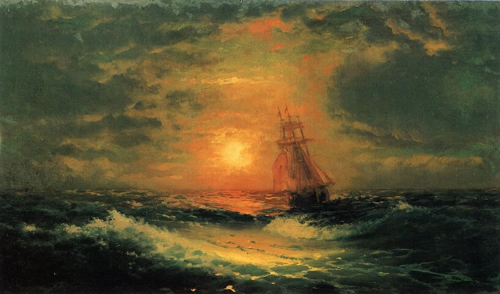 Иван Константинович Айвазовский. "Закат на море". 1851.