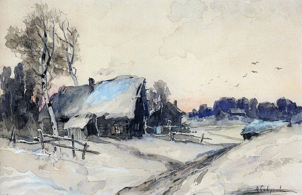 Алексей Кондратьевич Саврасов. "Деревня зимой". 1880-1890-е.
