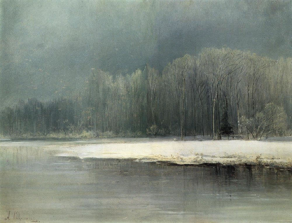 Алексей Кондратьевич Саврасов. "Зимний пейзаж. Иней". 1870-е.