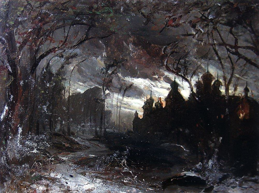 Алексей Кондратьевич Саврасов. "Ипатьевский монастырь в зимнюю ночь". 1870-е.
