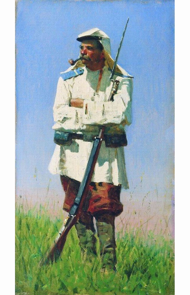 Василий Верещагин. Туркестанский солдат в зимней форме. 1873.