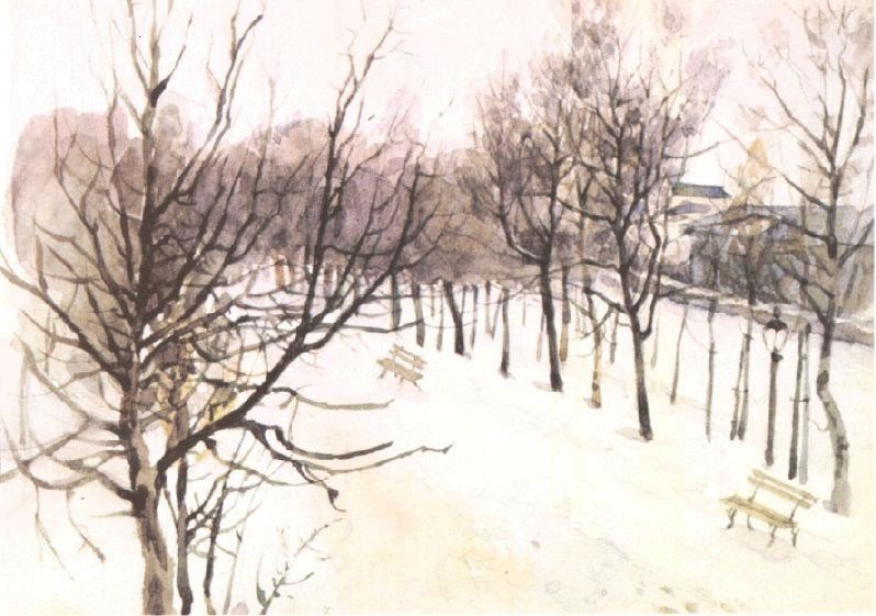 Василий Суриков. Зубовский бульвар зимой. 1880-1882.