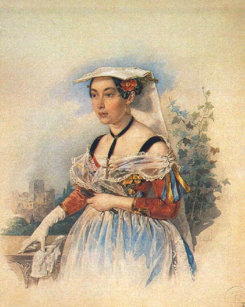 Пётр Соколов. Александра Александровна Брюллова (1810-1885), жена А. П. Брюллова.