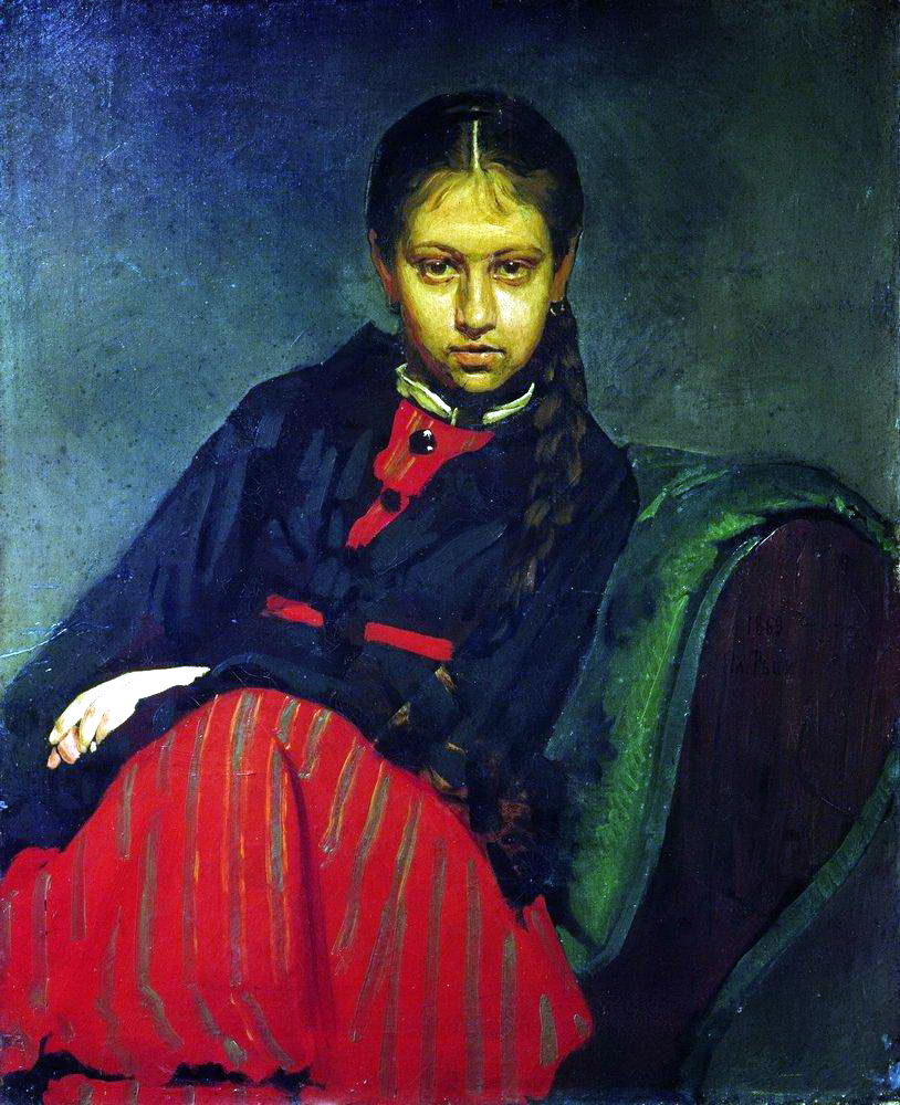 Илья Репин. Портрет В. А. Шевцовой, впоследствии жены художника. 1869.