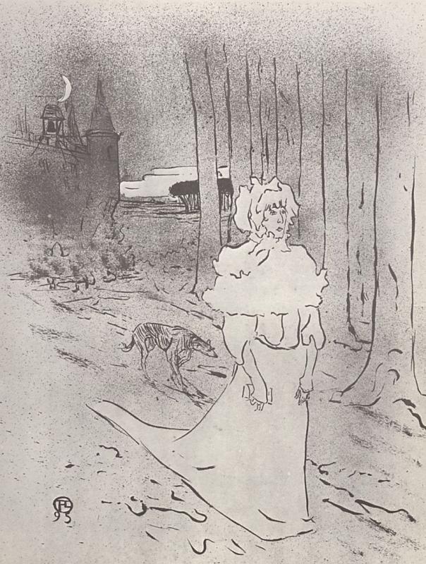 Анри де Тулуз-Лотрек. "Женщина из замка". Рекламный плакат романа. 1895.