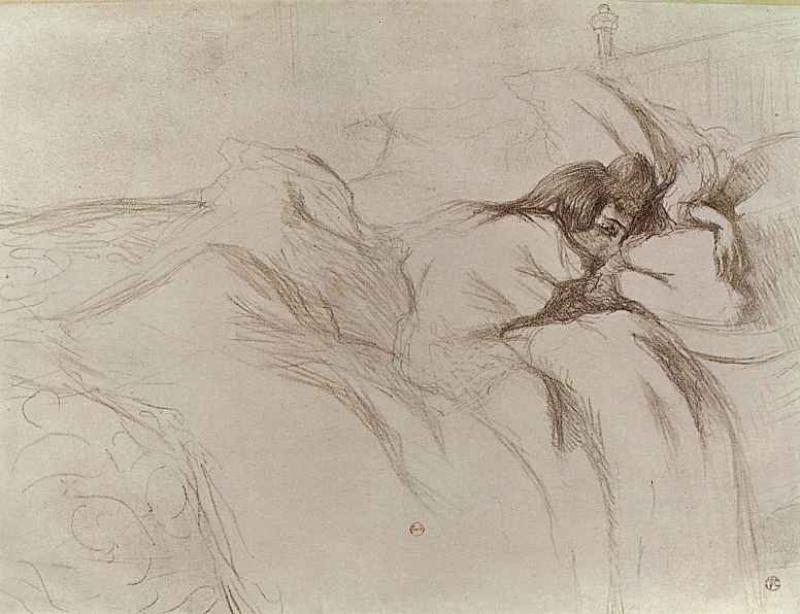Анри де Тулуз-Лотрек. "Спящая женщина". Серия "Они". 1896.