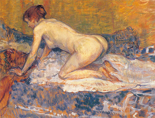 Анри де Тулуз-Лотрек. "Рыжеволосая женщина на коленях". 1897.