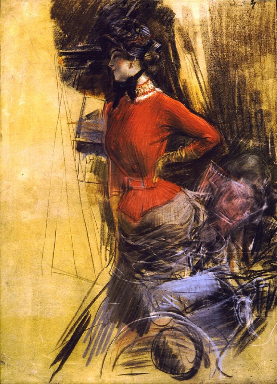 Джованни Больдини. "Женщина в красной кофте". 1878.