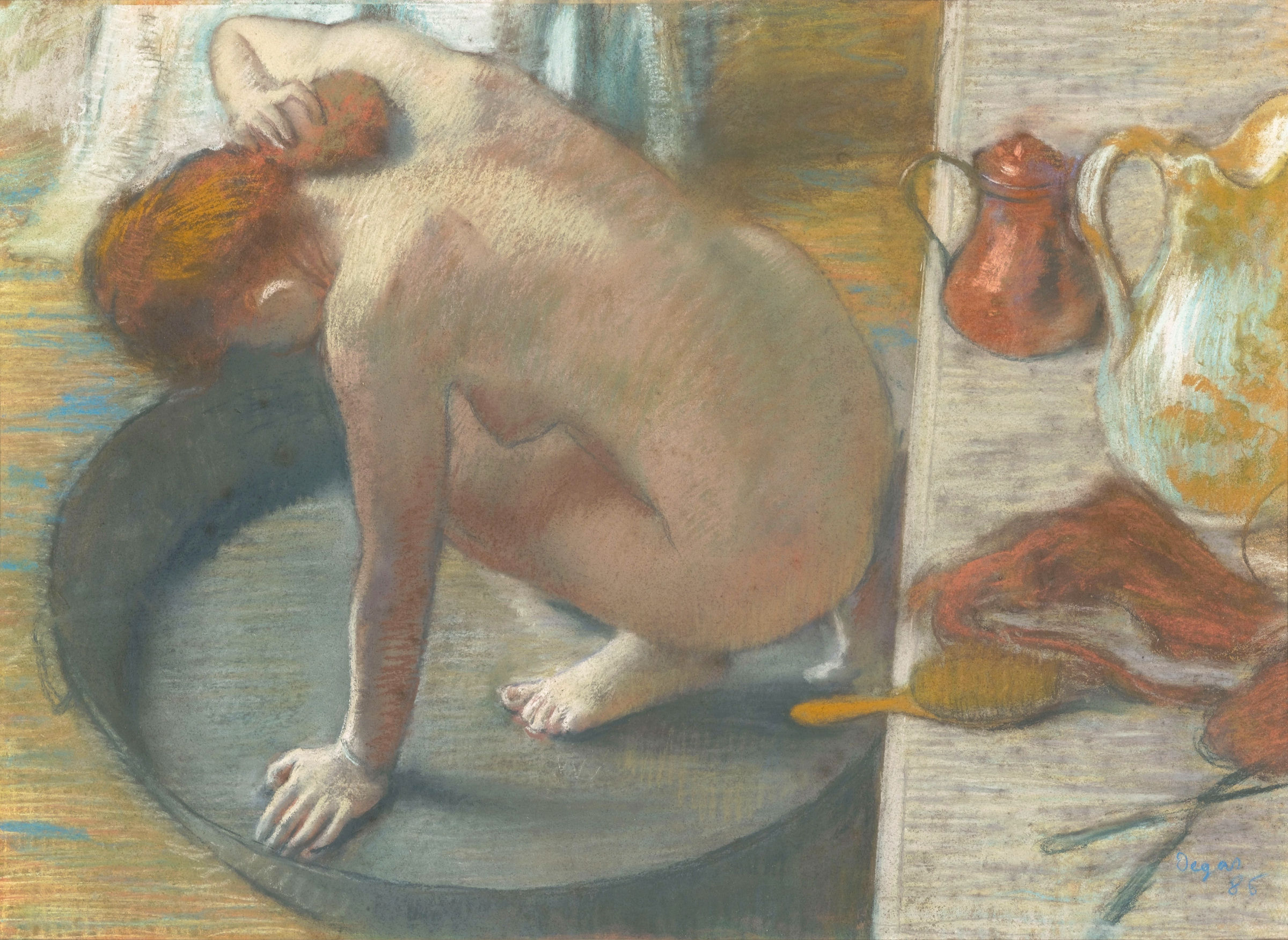Эдгар Дега. "Женщина, моющая спину в тазу". 1886.