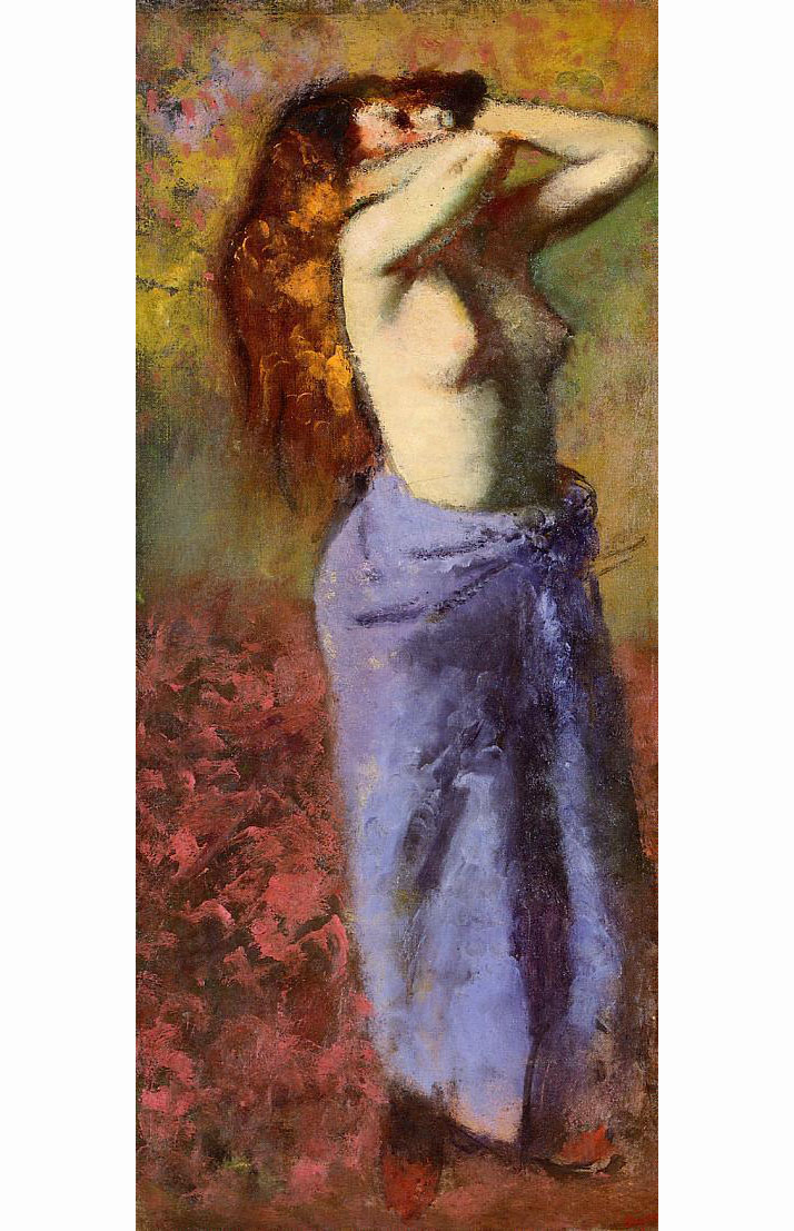 Эдгар Дега. "Женщина в голубом с обнажённым торсом". 1887-1890.