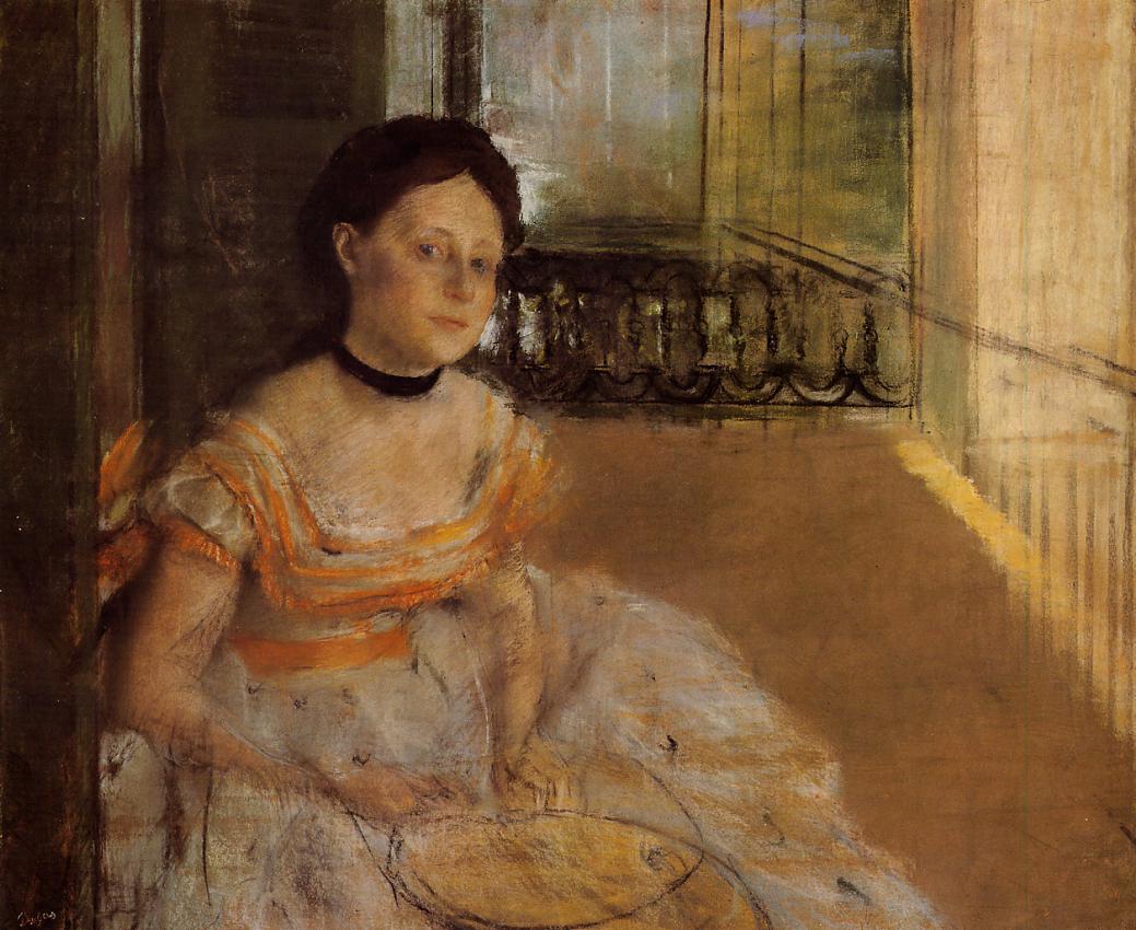 Эдгар Дега. "Женщина, сидящая на балконе". 1872.
