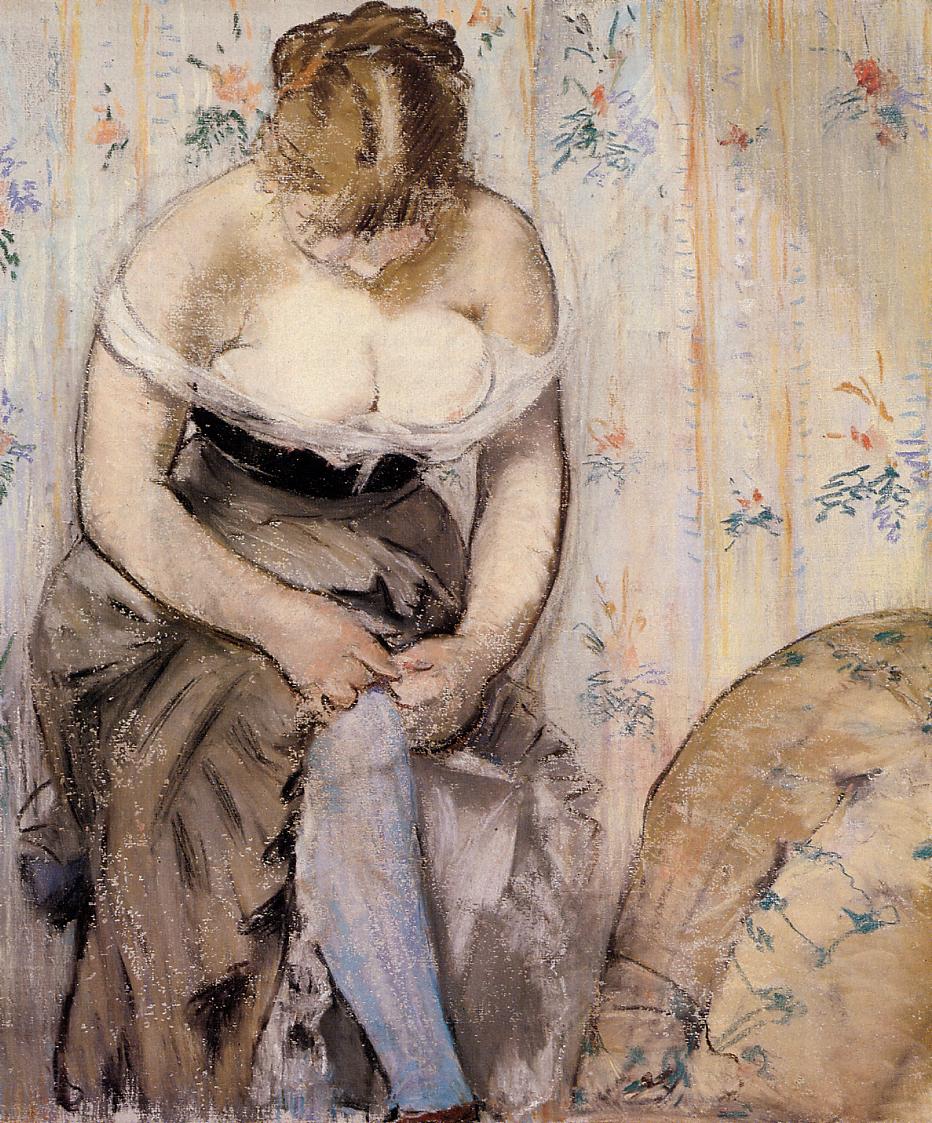 Эдуард Мане. "Женщина, поправляющая подвязку". 1878-1879.