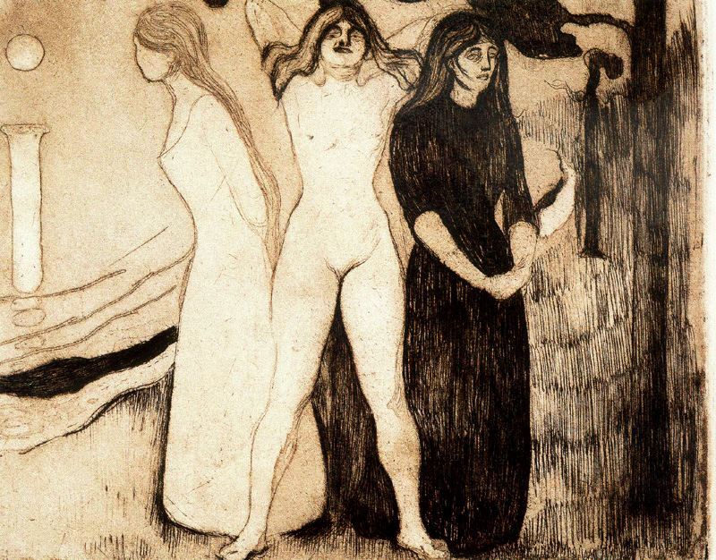 Эдвард Мунк. "Женщина (Сфинкс)". Литография. 1895. Музей Мунка, Осло.