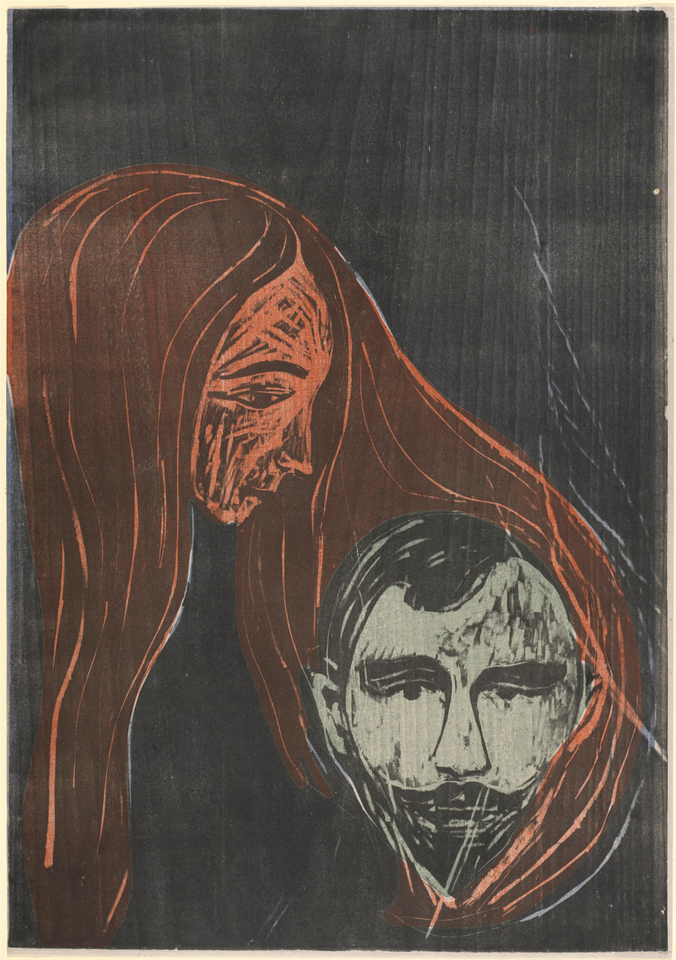 Эдвард Мунк. "Мужская голова в женских волосах". 1896. Национальная галерея искусств, Вашингтон.