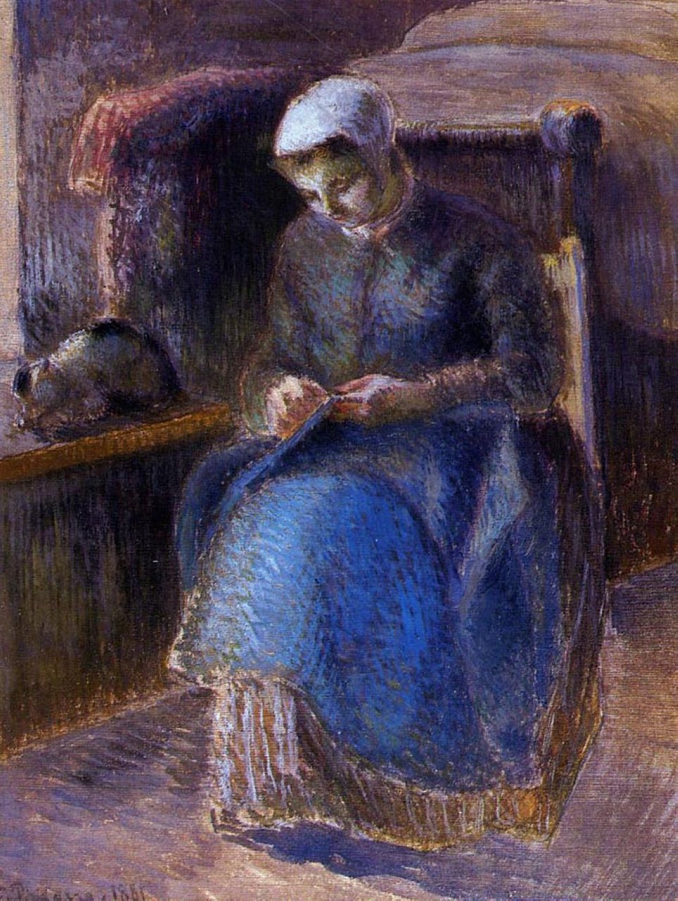 Камиль Писсарро. "Женщина с шитьём". 1851.
