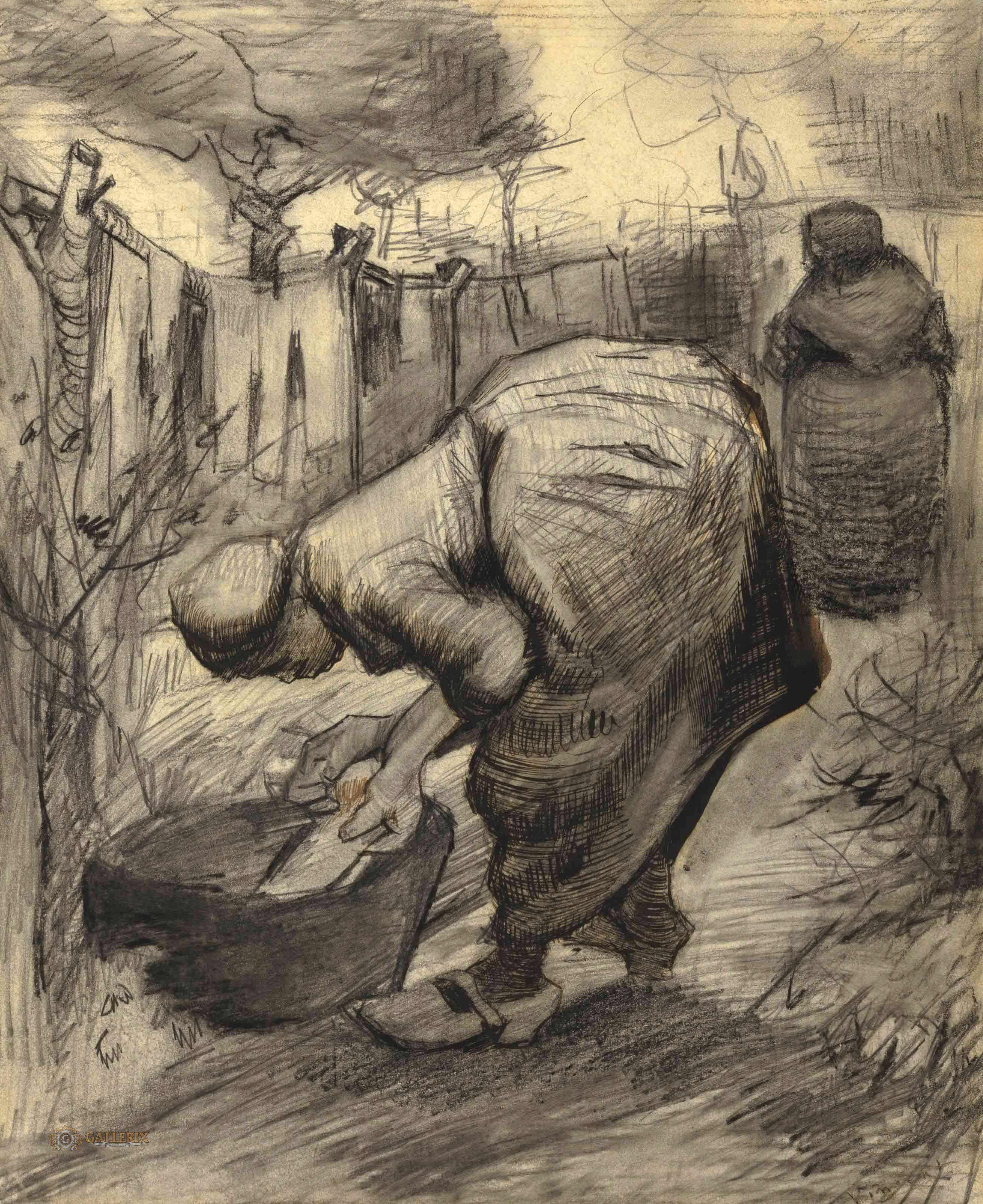 Винсент Ван Гог. "Женщина у лохани для стирки в саду". 1885. Частная коллекция.