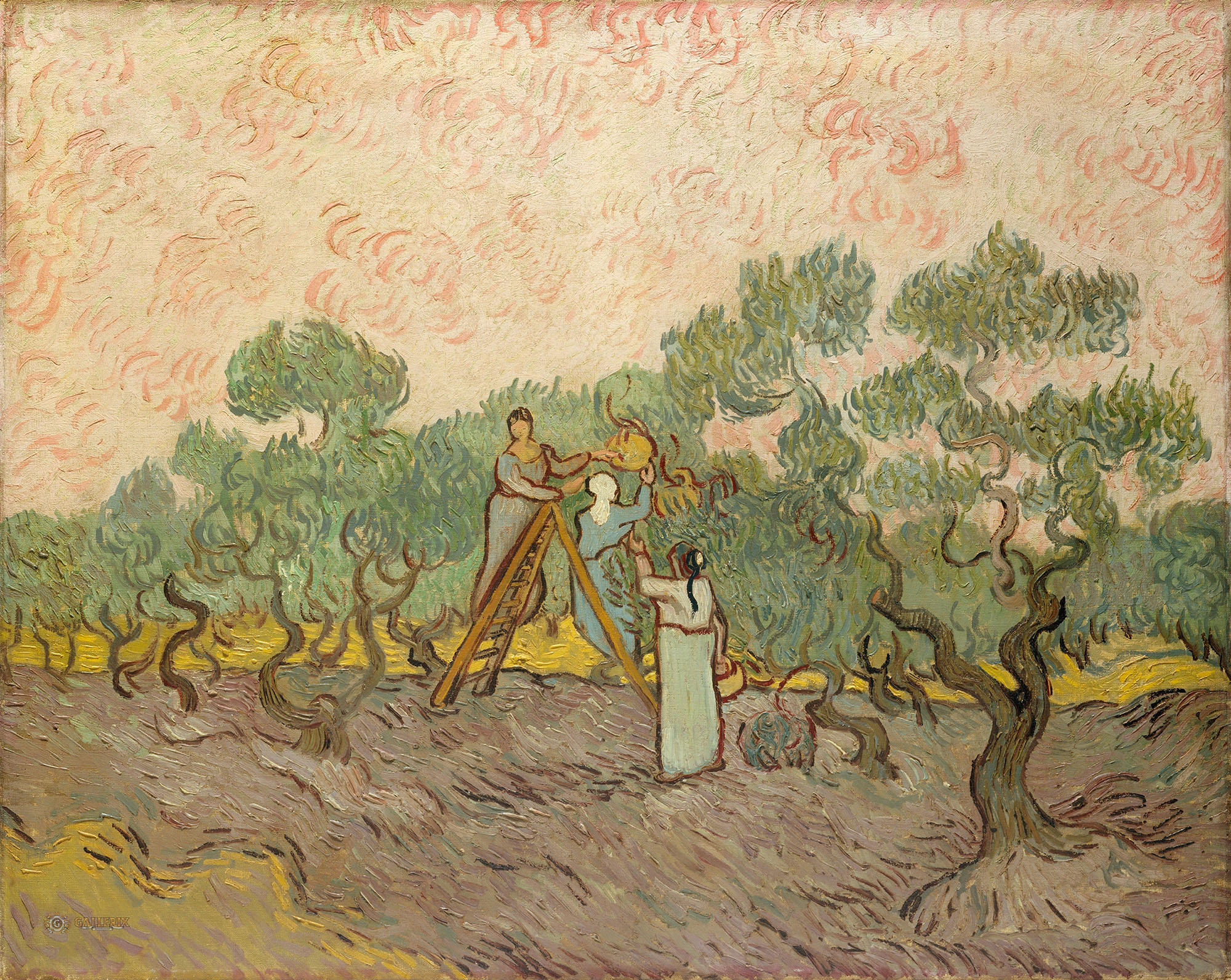 Винсент Ван Гог. "Женщины, собирающие маслины". 1889. Музей Метрополитен, Нью-Йорк.