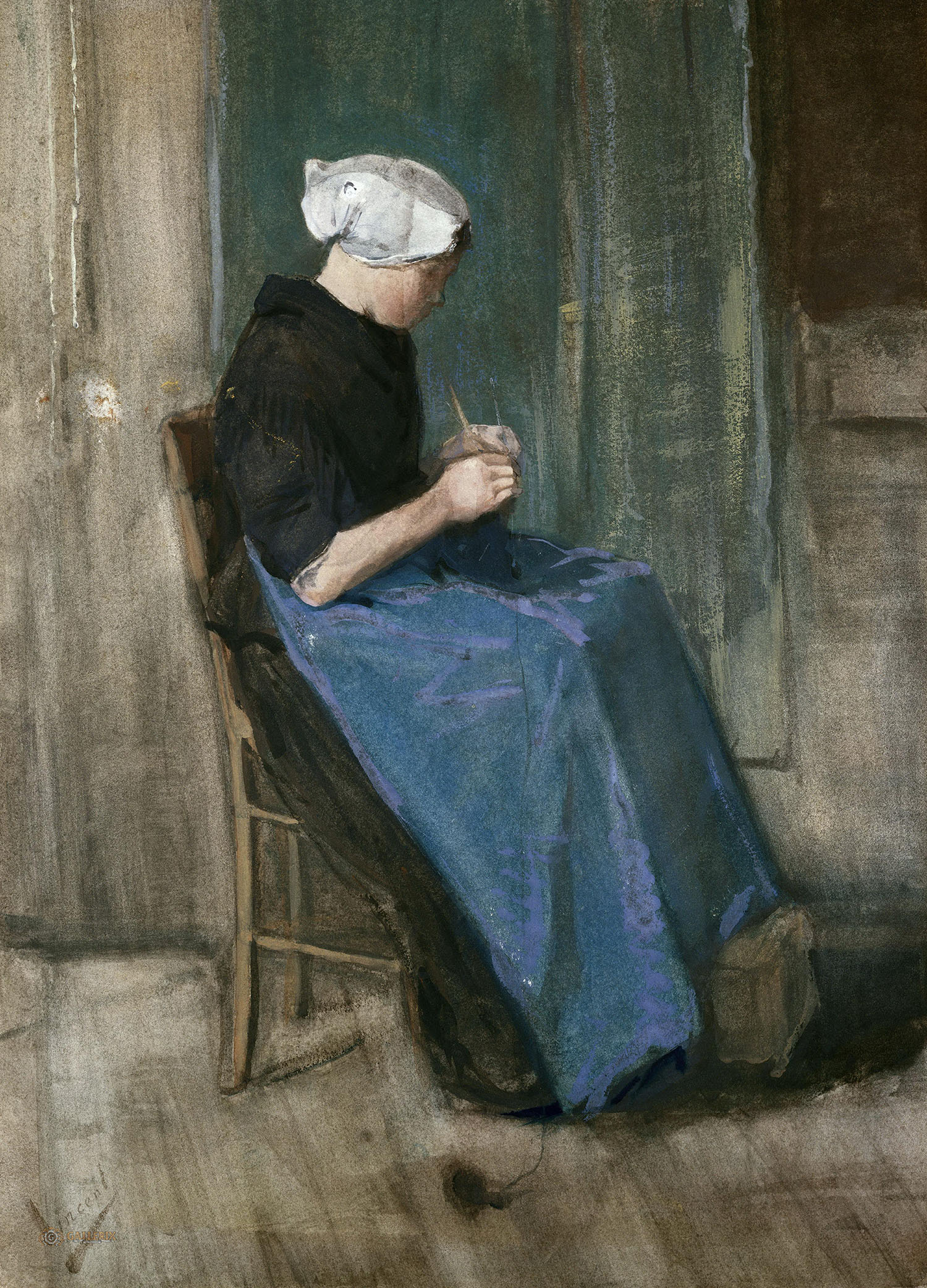Винсент Ван Гог. "Шьющая женщина из Схевенингена". 1881.