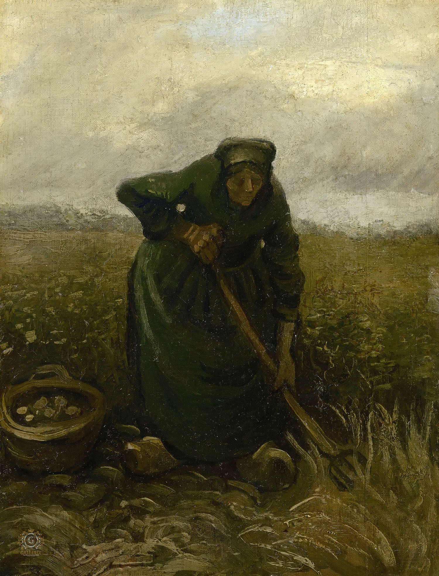 Винсент Ван Гог. "Женщина, выкапывающая картофель". 1885. Музей Ван Гога, Амстердам.
