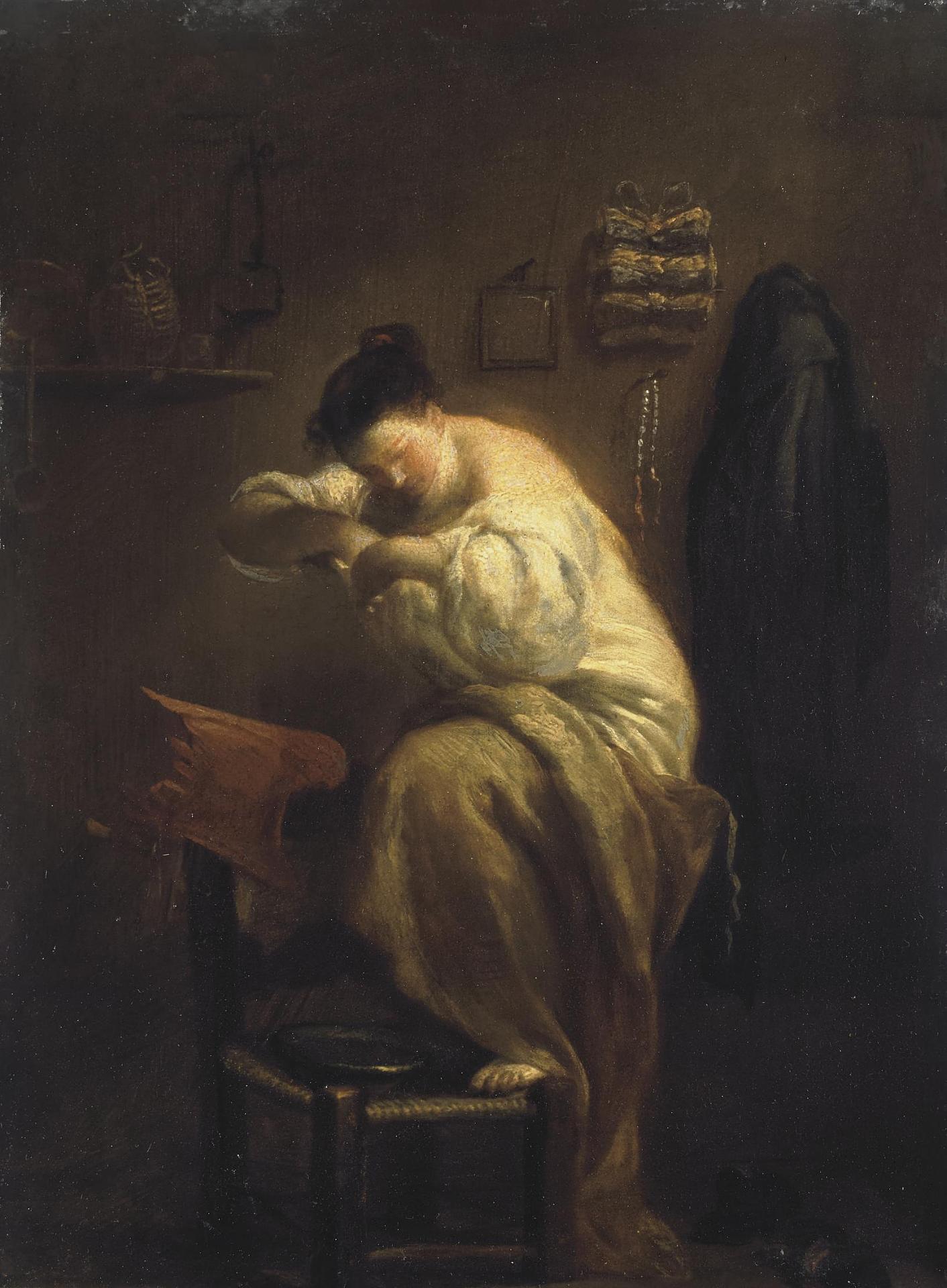 Джузеппе Мариа Креспи (Ло Спаньоло). "Женщина, Ищущая блох". 1710. Эрмитаж, Санкт-Петербург.