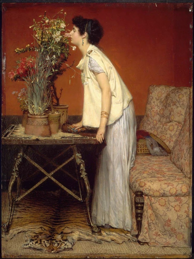 Лоуренс Альма-Тадема. "Женщина и цветы". 1868. Частная коллекция.